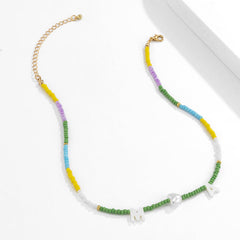 Multicolor Howlite & Pearl 'M' Heart 'A' Choker Necklace
