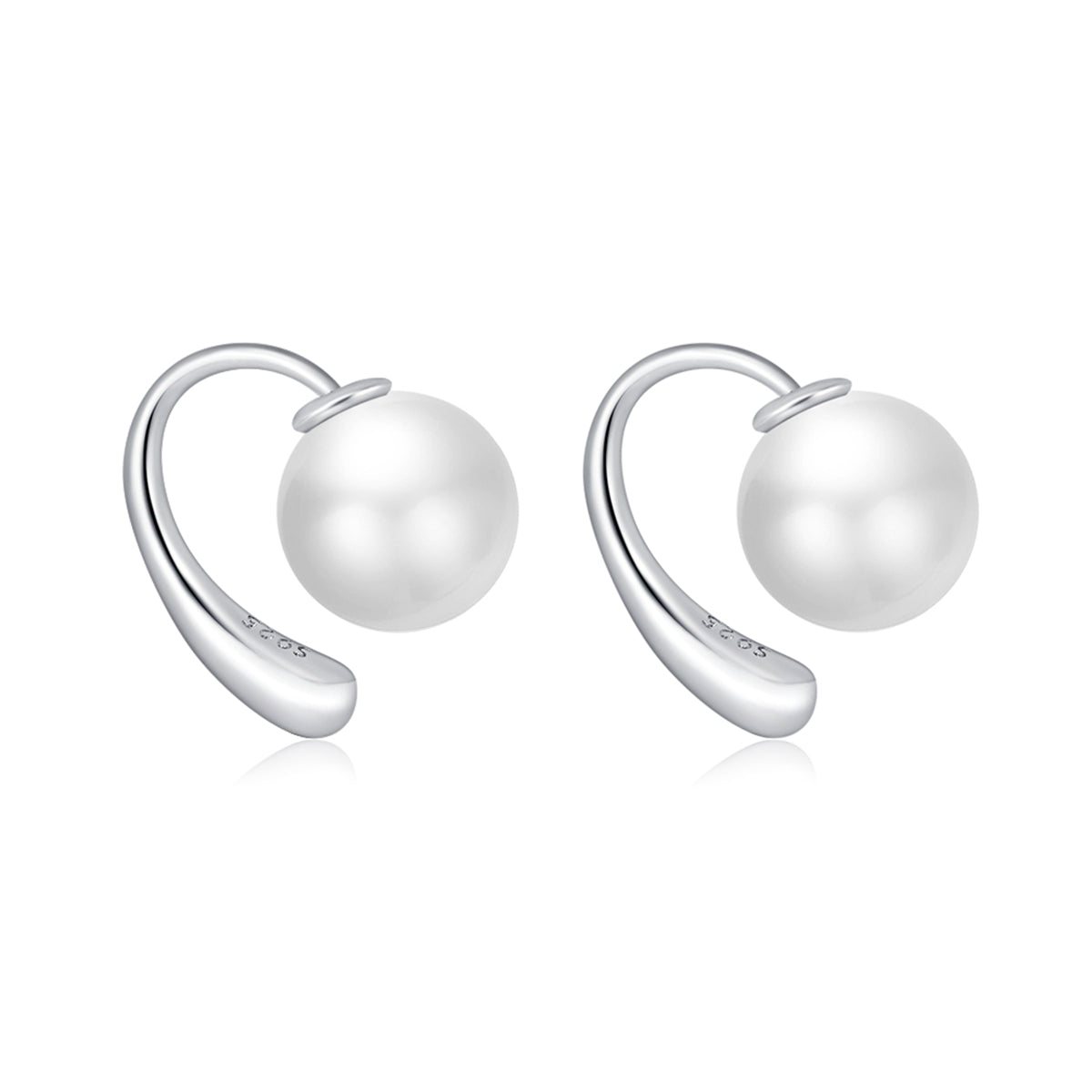 Pearl and Silver-Plated Ear Jackets, silver stud earrings for women, elegant gift for her, styled look