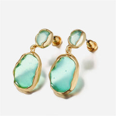 Chic 18K gold-plated earrings with captivating green oil drip drop design, a must-have for your jewelry collection.