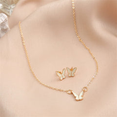 Enamel & 18K Gold-Plated Butterfly Earring & Necklace Set