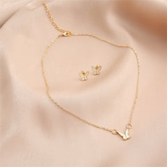 Enamel & 18K Gold-Plated Butterfly Earring & Necklace Set