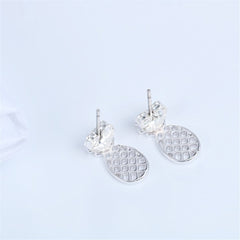 Silver-Plated Open Pineapple Stud Earrings