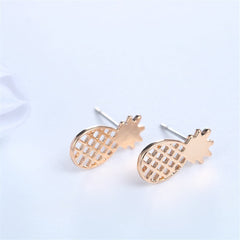 18K Gold-Plated Open Pineapple Stud Earrings