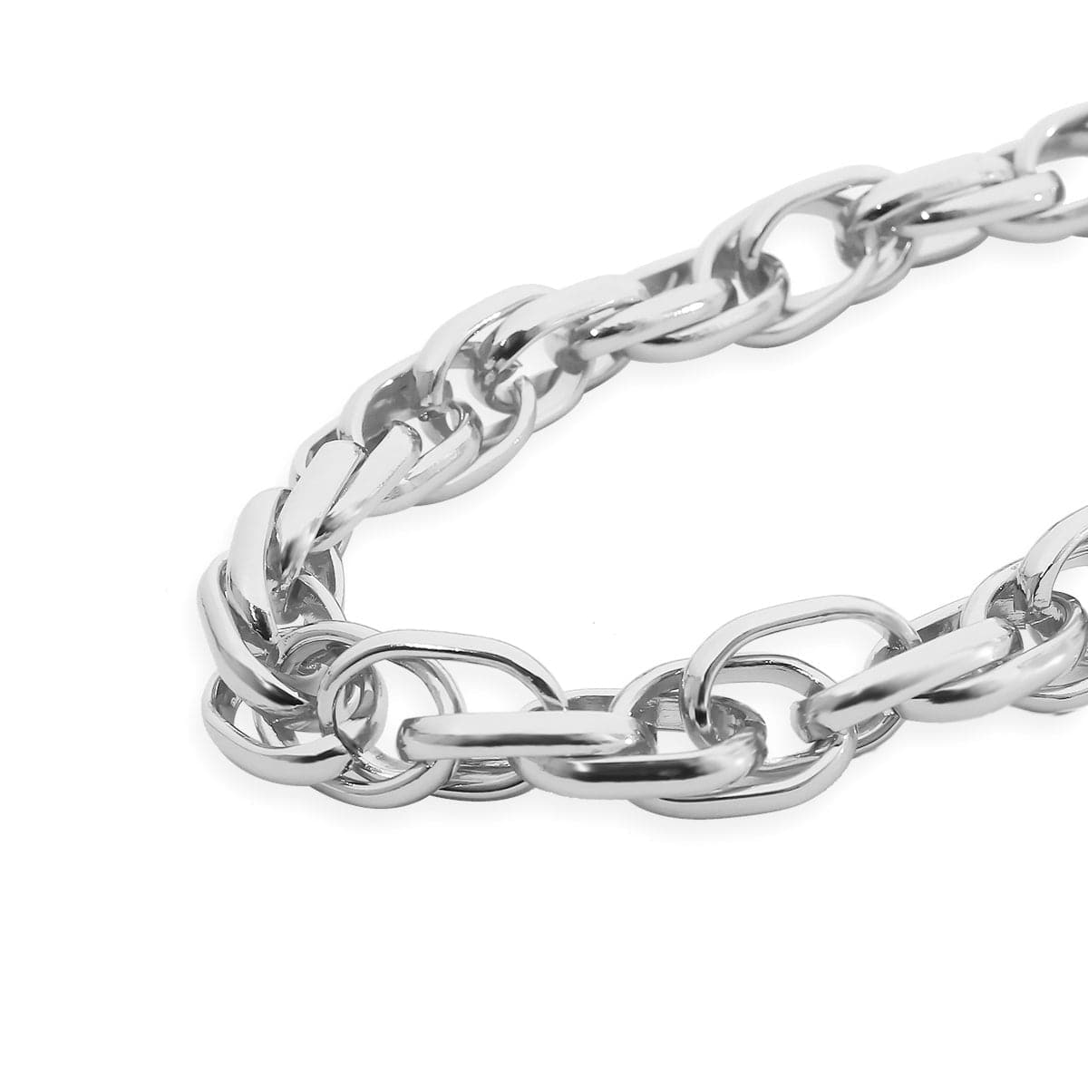 Silver-Plated Crossing Chain Choker Necklace, chunky silver choker necklace, dainty minimalist design, lifestyle look