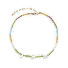 Green & Yellow Acrylic Pearl 18K Gold-Plated 'M Loves A' Necklace