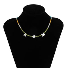 Green & Yellow Acrylic Pearl 18K Gold-Plated 'M Loves A' Necklace