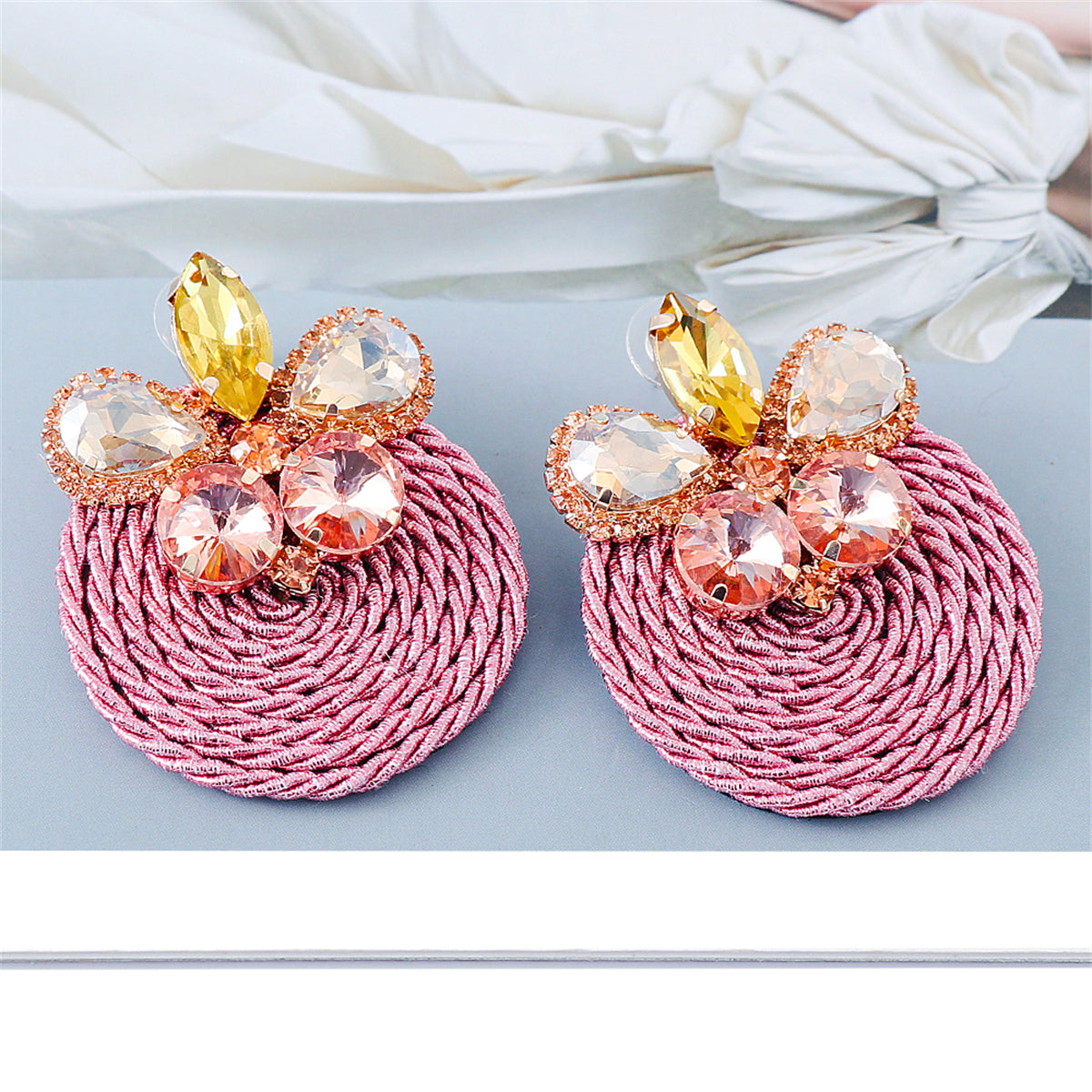 Pink Crystal and Cubic Zirconia Butterfly Drop Earrings, drop earrings for women, botanical inspired, lifestyle look