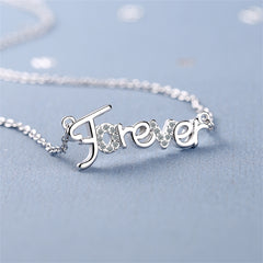 Cubic Zirconia & Silver-Plated 'Forever' Pendant Necklace