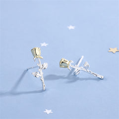 Two-Tone Rose Stud Earrings