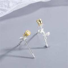 Two-Tone Rose Stud Earrings