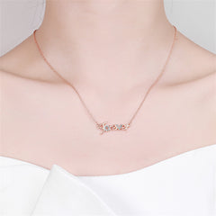 Cubic Zirconia & 18K Rose Gold-Plated 'Forever' Pendant Necklace