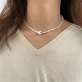 White Howlite & Two Tone Beaded Station Necklace