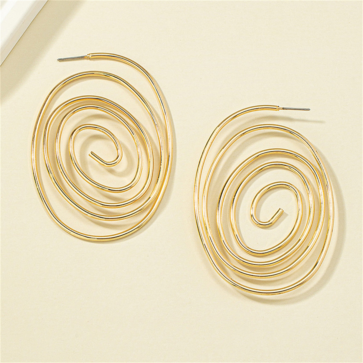 18K Gold-Plated Vortex Hoop Earrings, gold drop earrings for women, dainty minimalist design, lifestyle look