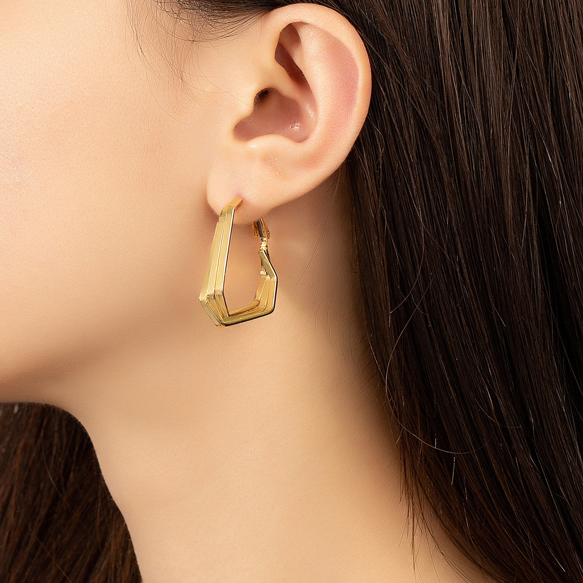 18K Gold-Plated Stacked Geometric Huggie Earrings