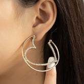 Cubic Zirconia & 18K Gold-Plated Heart Huggie Earrings