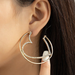 Cubic Zirconia & 18K Gold-Plated Heart Huggie Earrings