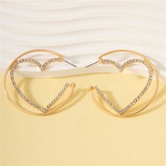 Cubic Zirconia & 18K Gold-Plated Heart Huggie Earrings