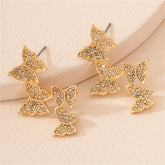 Cubic Zirconia & 18K Gold-Plated Linked Butterfly Drop Earrings