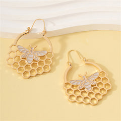 Dazzling 18K gold-plated earrings showcasing a bee and honeycomb motif, perfect for elevating your everyday look.