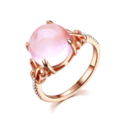 Rose Quartz & Cubic Zirconia Round Butterfly Ring