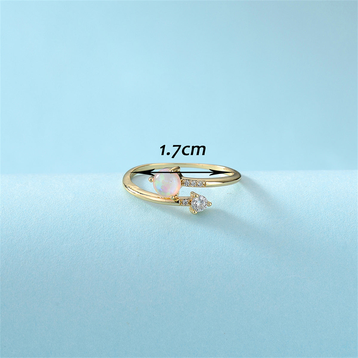 Opal and Cubic Zirconia 18K Gold-Plated Bypass Ring, gold statement rings for women, botanical inspired, styled look