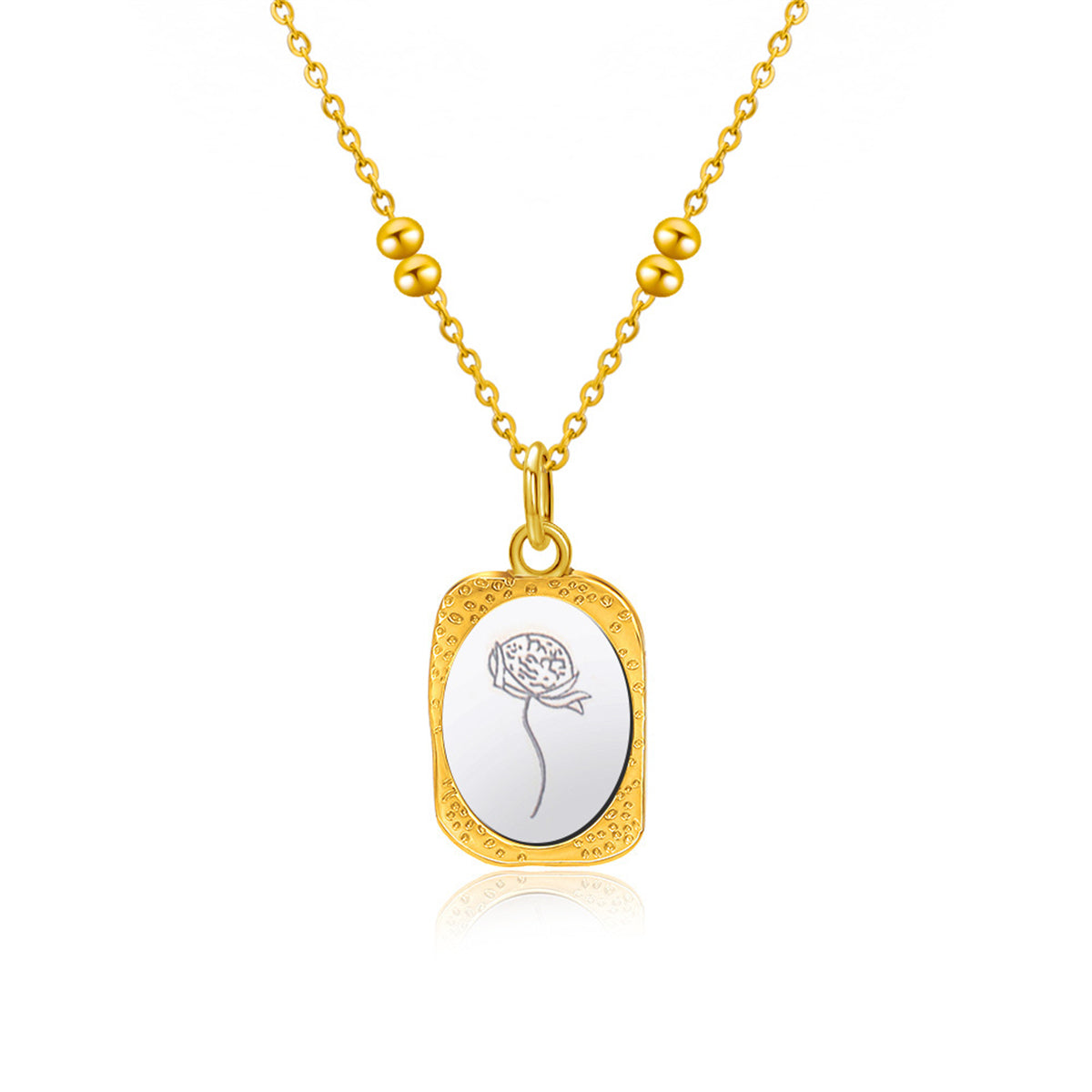 Two-Tone Tisontea Oval Pendant Necklace, pendant necklace for women, botanical inspired, front view