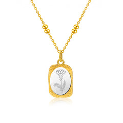 Two-Tone Carnation Oval Pendant Necklace