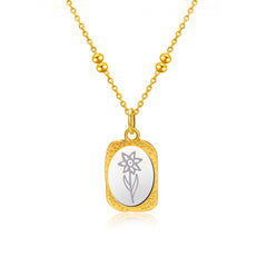 Two-Tone Daffodil Textured Pendant Necklace