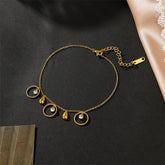 Cubic Zirconia & 18K Gold-Plated Circle Charm Anklet