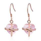 Rose Quartz & 18K Rose Gold-Plated Bezel Drop Earrings