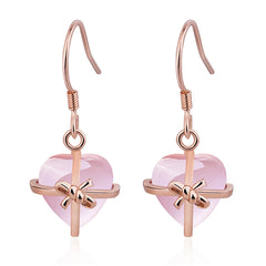 Rose Quartz & 18K Rose Gold-Plated Bezel Drop Earrings