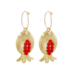 Red Resin & 18K Gold-Plated Pomegranate Drop Earrings