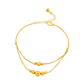 24K Gold-Plated Round Bead Layered Anklet