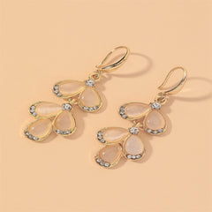 Cubic Zirconia & Cat's Eye Teardrop Cluster Drop Earrings