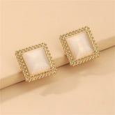 Cats Eye & 18K Gold-Plated Square Stud Earrings