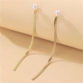 Pearl & 18K Gold-Plated Mesh Chain Ear Jackets