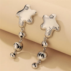 Cubic Zirconia & Silver-Plated '7Ing' Dripping Star Drop Earrings