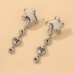 Cubic Zirconia & Silver-Plated '7Ing' Dripping Star Drop Earrings