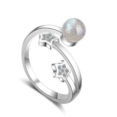 Cubic Zirconia & Moonstone Star Wrap Ring