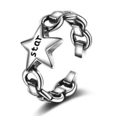 Silver-Plated 'Star' Chain Open Ring