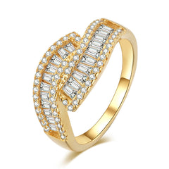 Cubic Zirconia Rattan Stacked-Band Ring