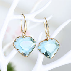 Light Blue Crystal & 18K Gold-Plated Diamond-Shape Drop Earrings
