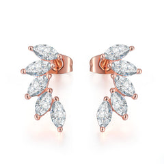 Crystal & 18k Rose Gold-Plated Angel's Wing Ear Climbers - streetregion
