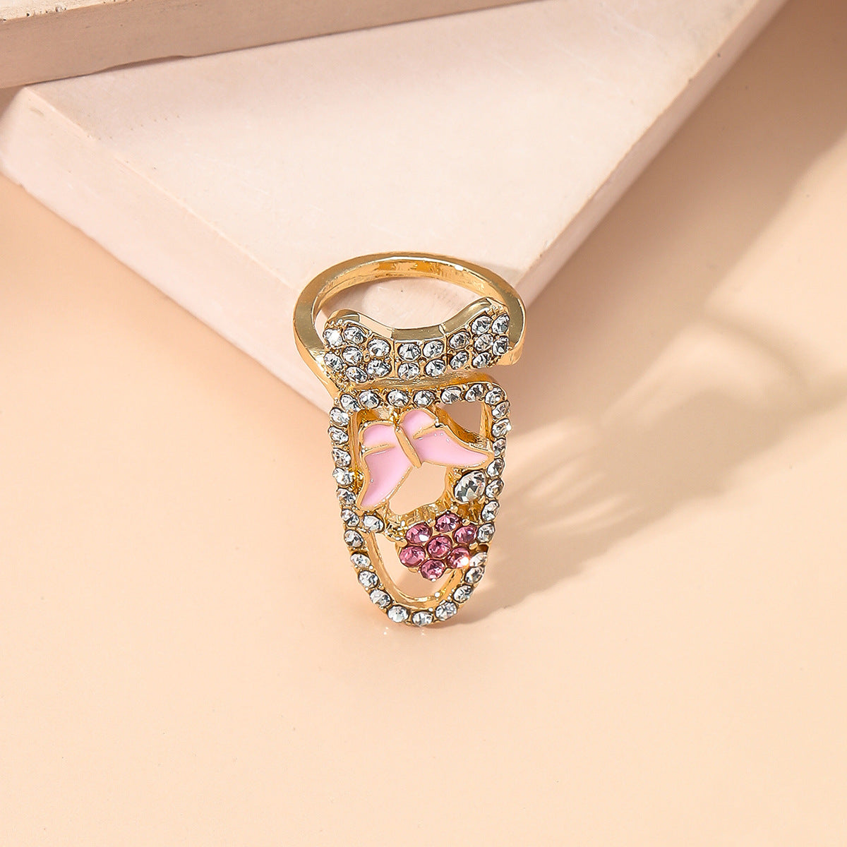 Cubic Zirconia and 18K Gold-Plated Butterfly Bypass Midi Ring, gold statement rings for women, lifestyle look