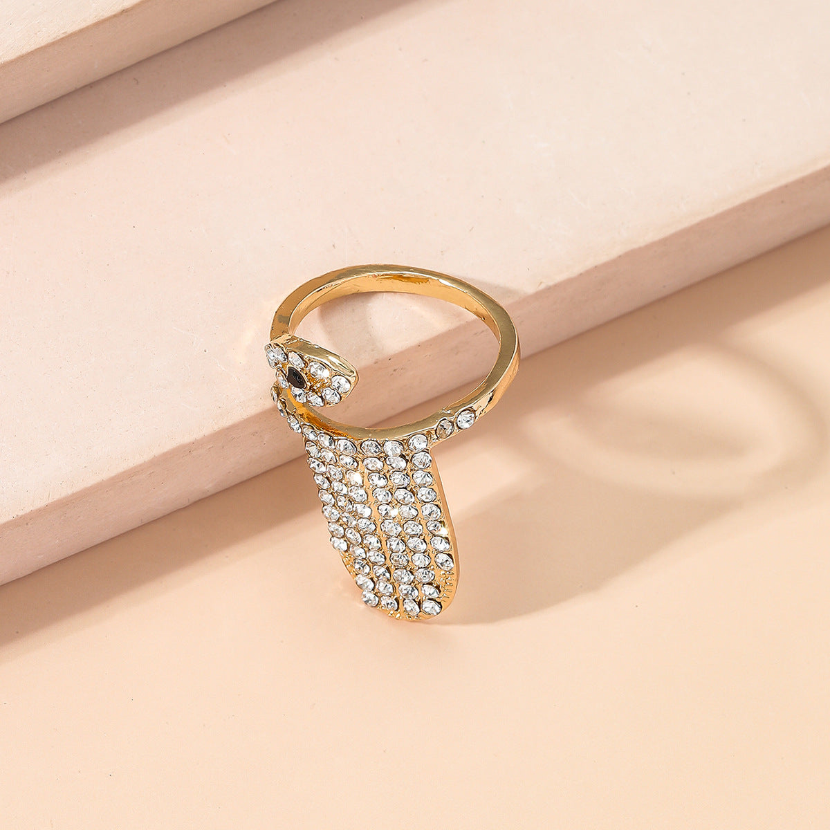 Cubic Zirconia and 18K Gold-Plated Eye Bypass Midi Ring, gold statement rings for women, botanical inspired, lifestyle look