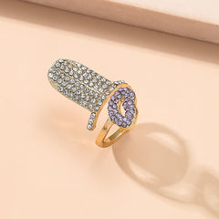 Cubic Zirconia & 18K Gold-Plated Lip Bypass Midi Ring