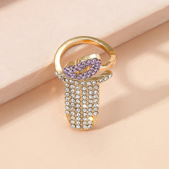 Cubic Zirconia & 18K Gold-Plated Lip Bypass Midi Ring