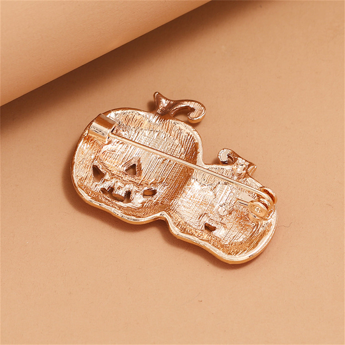 Cubic Zirconia and Orange Jack-O'-Lantern Brooch, brooch pin, vintage-inspired design, lifestyle look