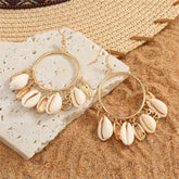 Shell & 18K Gold-Plated Circle Tassel Drop Earrings