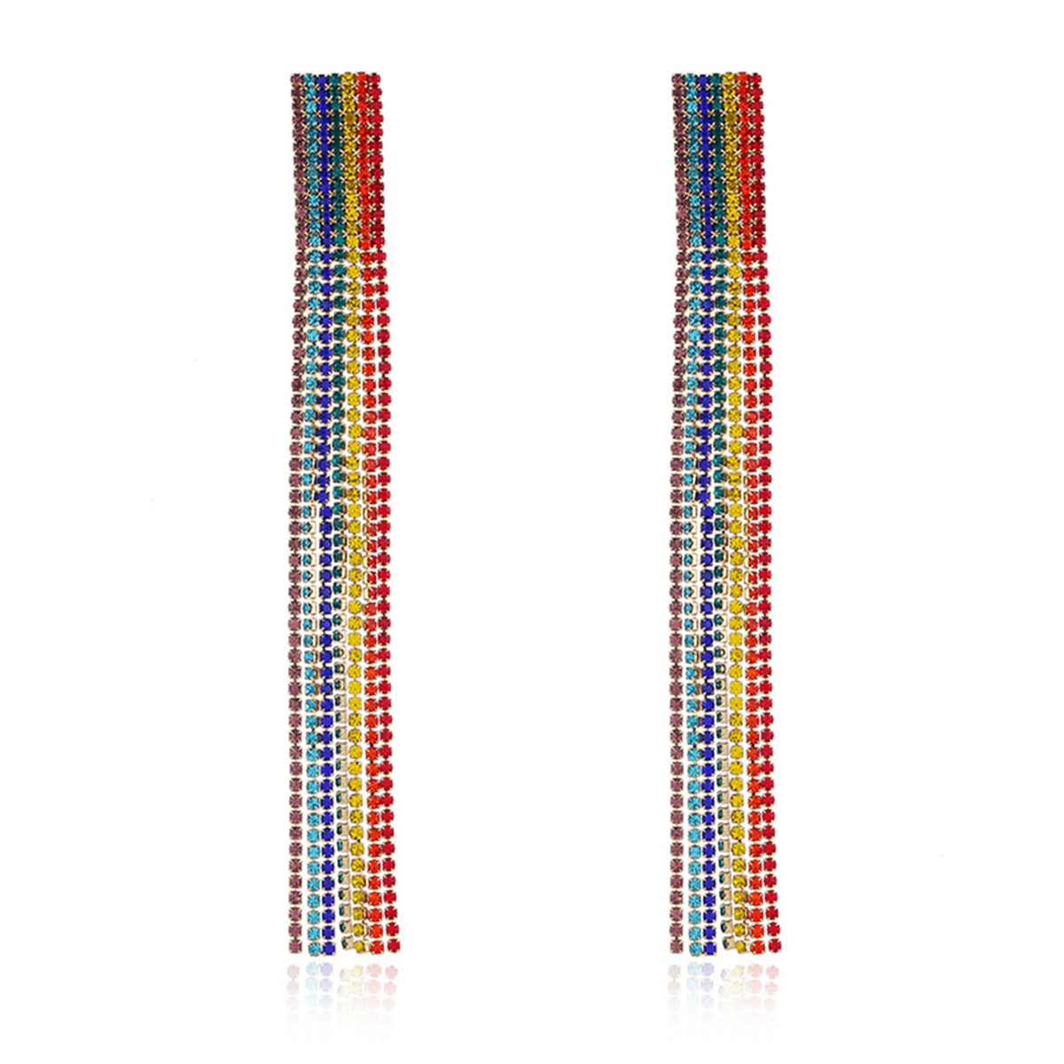 Cubic Zirconia and 18K Gold-Plated Rainbow Stripe Drop Earrings, gold drop earrings for women, styled look